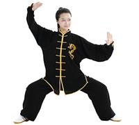SCDXJ Abbigliamento Tai Chi Ricami in Lino Abbigliamento Drago Cinese Kung Fu,C-L