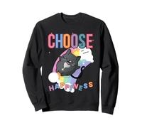 Scegli Felicità Gatto Nero e Arcobaleno Felpa