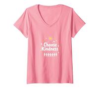 Scegli gentilezza Inspiring Unity Compassione Messaggio Maglietta con Collo a V, Donna, Rosa, XXL