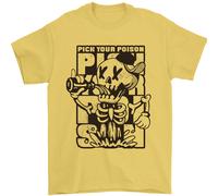 Scegli il Tuo Veleno Birra Alcol Scheletro Teschio T-Shirt 100% Cotone