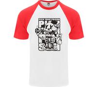 Scegli Il Tuo Veleno Birra Alcol Scheletro Teschio Uomo S/S Maglietta Baseball