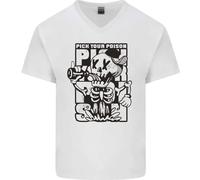 Scegli Il Tuo Veleno Birra Alcol Scheletro Teschio Uomo V-Neck Cotone T-Shirt