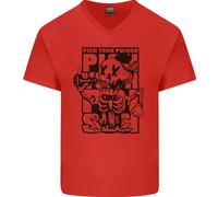 Scegli Il Tuo Veleno Birra Alcol Scheletro Teschio Uomo V-Neck Cotone T-Shirt