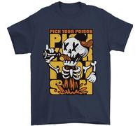 Scegli il Tuo Veleno Birra Alcol Teschio Scheletro T-Shirt 100% Cotone