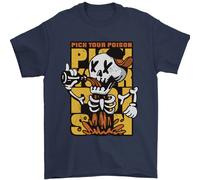 Scegli il Tuo Veleno Birra Alcol Teschio Scheletro T-Shirt 100% Cotone