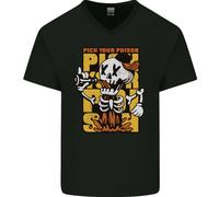 Scegli Il Tuo Veleno Birra Alcol Teschio Scheletro Uomo V-Neck Cotone T-Shirt