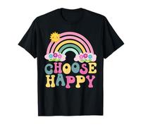 Scegli la Camicia Felice | Rainbow Flower Power Retro Maglietta