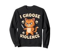 Scelgo la violenza Funny Cat Design Dark Humor Felpa