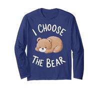 Scelgo l'orso Maglia a Manica, Unisex per Adulti, Navy, L