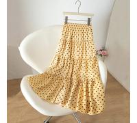 Scelta elegante per la tua piccola: Gonna da ragazza con stampa a pois gialli, texture unica, dettagli raffinati, pieghe dinamiche, che esprime dolcezza ed eleganza, essenziale per le uscite 8Y,9Y,10Y