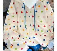 Scelta imperdibile: Felpa con cappuccio da donna alla moda, versatile, dolce e giocosa con pois colorati. Perfetta per lo shopping del fine settimana, la vita universitaria, gli appuntamenti e varie o