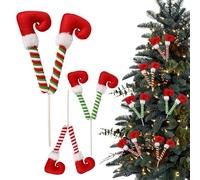 Scelte per i piedi 'albero di Natale - Ornamenti per l'albero con stivali ricci, gambe da elfo inserite a molla | Decorazioni festive per le feste, mini piedi da elfo, decorazioni per alberi di Na