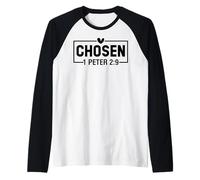 Scelto 1 Pietro 2:9 Cristiano Dio Uomini Donne & Crisitani Amore Maglia con Maniche Raglan