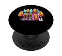 Scena accogliente del pupazzo di neve della libreria stravagante PopSockets PopGrip Adesivo