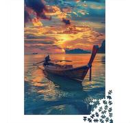 Scena barca tramonto Puzzle Da 1000 Pezzi Per Adulti Di Tutte Le Età, Cartone Resistente Premium, Regalo Di Natale Festivo, Sfida Mentale Ed Educativa 38x26cm/1000pcs