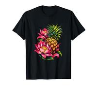 Scena Botanica di Loto Rosa e Ananas Maglietta