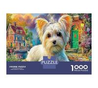 Scena cane salsiccia 1000 Pezzi Classico Puzzle A Pezzi in Cartone Molto Spesso Per Relax Concentrato Yorkshire Terrier tram ideale Per Uso Domestico E Come Regalo Per L'inaugurazione 38x26cm/1000pcs