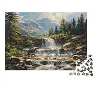 Scena Cascata Montana Puzzle 1000 Pezzi Adulti Torrente Roccioso si Snoda tra Boschi di Montagna di Pini Premium Robusto Vivace Stimolante Antistress Regalo 38x26cm/1000pz