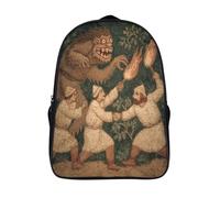 Scena con uomo che tiene una torcia e combatte contro un troll Sacchetti Di Scuola,Borsa Da Scuola Asilo,Arte medievale Style Ragazzi Per La Scuola Per Ragazze,Zaino Da Viaggio Alla Moda 16 inch
