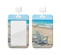 Scena da spiaggia con sedie Porta identificativo con cordino Protettore per carta d'identità verticale Porta con finestra trasparente Porta identificativo per infermiereForniture p