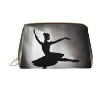 Scena da spiaggia con sedie stampate, borsa da trucco in pelle piccola per borsetta, cosmetica, borsa da toilette per donna viaggio, Ballerina Danza, One Size