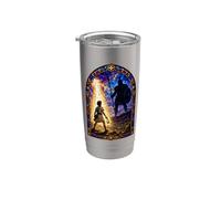 Scena d'arte del mosaico della cattedrale gotica medievale di David e Golia Bicchiere termico in acciaio inox doppia parete