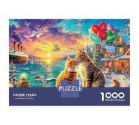 Scena del gatto addormentato Puzzle da 1000 pezzi Gatti nella scena della città magica per giochi educativi per adulti Bellissima sfida decorativa Alta difficoltàdi compleanno 38x26 cm
