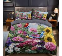 Scena Del Giardino Copripiumino Una Piazza e Mezza 250x200 cm Margherita Cardinale Set Biancheria da Letto Confortevole Microfibra Cotone Traspirante con Cerniera e 2 Federe