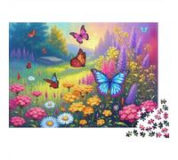 Scena del giardino delle farfalle Puzzle Prateria romantica 1000 Pezzi Cartone Riciclato Jigsaw Puzzle Da 14 Anni, Rilassante Attività Famigliare, Idea Regalo Originale 52x38cm/1000pcs