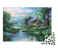 Scena del lago della cabina rustica Puzzle 1000 Pezzi Regali Amanti Amici Cabina rustica sul lago turchese Giochi Educativo Sfida Regalo Intrattenimento Creativo Decorazione Casa