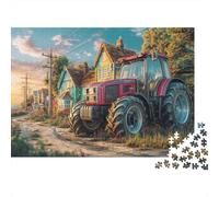 Scena del trattore rurale 1000 Vintage campagna stile d'arte Pezzi Puzzle Cartone Extra Spesso Donne Fantastico Ultra Difficile Coppia Sfida Decorazione Vacanze Casa Famiglia 38x26cm/1000pcs