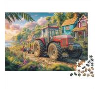 Scena del trattore rurale Set Di Puzzle Da 1000 Pezzi Per Appassionati, Cartone Riciclato,Arte del paesaggio rurale vintage Arredamento Interno, Regalo Di Natale, Sfida Cerebrale 70x50cm/1000pcs