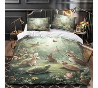 Scena della capanna nella foresta Set Di Copripiumino Biancheria da letto Set di 3 Pezzi stampa 3D con federa per cuscini Rustic Lodge copripiumino for ragazzi e bambini Super king（260x220cm）