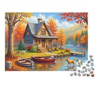 Scena della casa autunnale Puzzle 1000 Pezzi In,Un Classico Puzzle A Pezzi Per Enigma Di Abilità Logica,Ideale Per Attività in Famiglia,Regalo Per L'inaugurazione Di Casa Puzzle 70x50cm/1