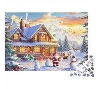 Scena della casa di Natale Rompicapo 1000 Pezzi In Cartone Di Alta Qualità,Un Premium Jigsaw Puzzle Per Enigma Di Abilità Logica,Ideale Per Attività Per Giorni Di Pioggia,Regalo Per L'inaugurazione