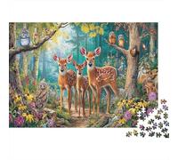 Scena della Cerva nella Foresta Puzzle Da 1000 Pezzi Per Adulti, Cartone Resistente,Cervo foresta prato stampa Decorazione Murale, Regalo Del Festival Di Primavera, Attività Indoor 52x38cm/1000pcs