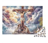Scena della Crocifissione 1000 Pezzo Rompicapo Game Gesù sulla Croce Colorato E Dettagliatoscenea Greatfestive Orfiller per Età 10 Plus Puzzle Game per Tutte le Donne, Regali per Uomini70x50cm/1000pz