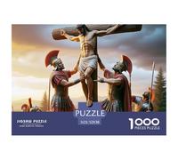 Scena della Crocifissione Puzzle 1000 Pezzi Carta per Adulti Atmosfera Tramonto Migliora la Concentrazione Puzzle per Famiglia Decorazione Casa Idea Regalo Relax 52x38cm/1000pcs
