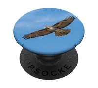 Scena della fauna selvatica con uccello falco che vola nel cielo limpido PopSockets PopGrip Adesivo