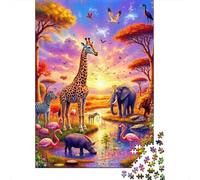 Scena della fauna selvatica Safari Puzzle Da 1000 Pezzi Per Appassionati, Cartone Riciclato Resistente, Arredamento Interno, Regalo Per Amici, Puzzle Indoor Di Vacanza 70x50cm/1000pcs
