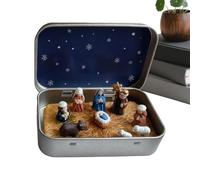 Scena Della Natività - Figure Religiose In Resina | Set Presepe Natalizio In Scatola Di Latta | Decorazione Sacra Per , Casa, Soggiorno, Ufficio, Fattoria, Viaggio, Feste, Vacanze E Idee Regalo