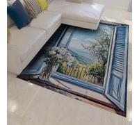 Scena della natura tappeto sottile antiscivolo lavabile rose bianche su un balcone design morbidi tappeti pieghevoli per l'arredamento dell'interno dell'appartamento del soggiorno 180x280cm