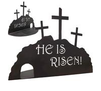 Scena della Resurrezione di Gesù - Tomba primaverile vuota, centrotavola da tavolo artigianale in metallo | Decorazione per la resurrezione per interni per l'esposizione delle celebrazioni delle vacan