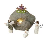 Scena della risurrezione pasquale, statuette religiose ornamenti, tomba pasquale, presepe per primavera ufficio mensola mensola casa cristiana chiesa