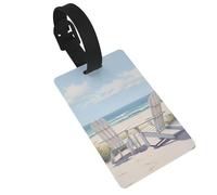 Scena della spiaggia con sedie Etichetta per bagagli in PVC Etichetta per borsa da viaggio con cinghia Etichetta per carta d'identità per valigia zaino Carry On Baggage Identifier