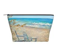 Scena della spiaggia con sedie stampate, Borsa da toilette Borsa per trucco Borsa per cosmetici Borsa da toilette da viaggio portatile