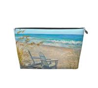 Scena della spiaggia con sedie stampate, Borsa da toilette Borsa per trucco Borsa per cosmetici Borsa da toilette da viaggio portatile