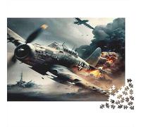 Scena di battaglia aerea, aereo da combattimento della in battaglia, puzzle da 1000 pezzi in cartone riciclato al 100% per adulti, la sfida impossibile, regalo divertente, 52x38cm/1000pcs