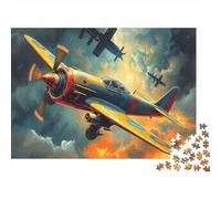 Scena di battaglia aerea - Puzzle da 1000 pezzi con aerei da combattimento nel cielo per adulti - Gioco educativo - Decorazione per la casa - Regalo di compleanno - 52x38cm