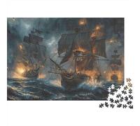 Scena di battaglia navale, puzzle da 1000 pezzi, nave a vela in tempesta, per adulti, gioco educativo, bella decorazione, difficile, stimolante, regalo di compleanno, 70x50cm/1000pcs